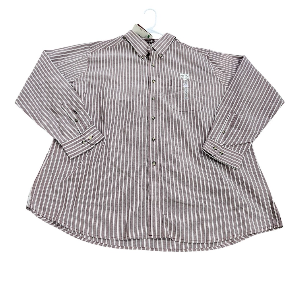 Texas A&M Aggies Shirt Mens 2XL Red NCAA Golf Antigua Striped Button Front